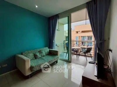 Cozy living room with balcony view and modern decor