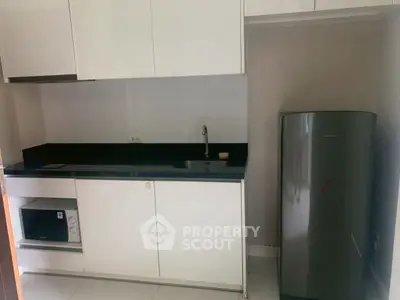 Modern compact kitchen with sleek cabinets and appliances