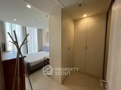 Modern bedroom with minimalist design and natural light