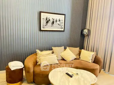 Stylish living room with modern sofa and elegant decor