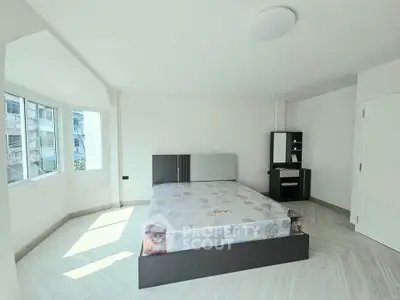 Spacious bedroom with modern design and ample natural light