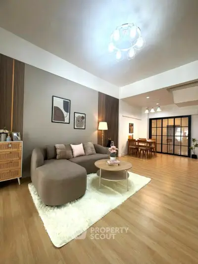 Spacious modern living room with elegant decor and open layout