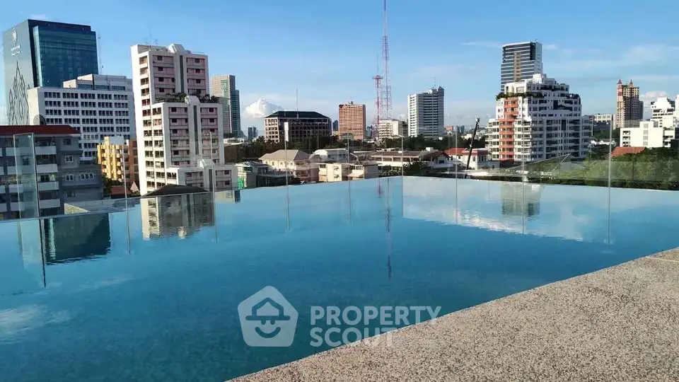 Stunning rooftop infinity pool with panoramic city skyline views, perfect for luxury urban living.