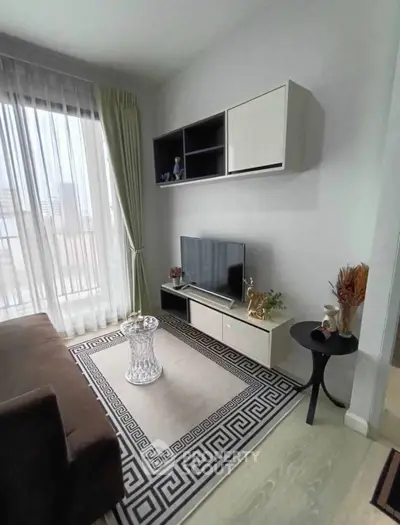 Modern living room with stylish decor and natural light