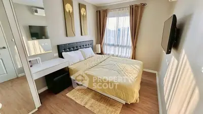 Cozy bedroom with modern decor and natural light