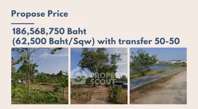 Prime land for sale with scenic views, ideal for development, priced at 186,568,750 Baht, transfer 50-50.