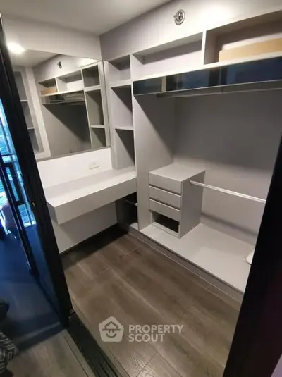 Spacious walk-in closet with modern shelving and storage solutions
