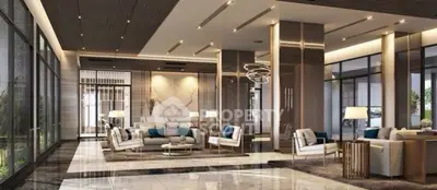 Luxurious modern living room with elegant decor and ample natural light.