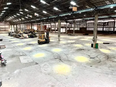 Spacious industrial warehouse with high ceilings and ample storage space