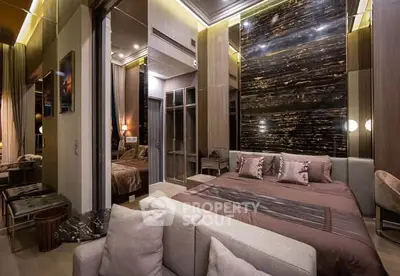 Luxurious modern bedroom with elegant decor and plush furnishings
