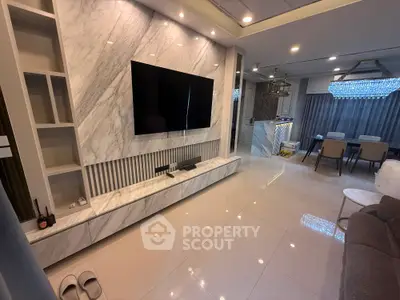 Luxurious living room with marble accents and modern decor