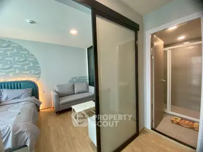Modern bedroom with ensuite bathroom and stylish decor