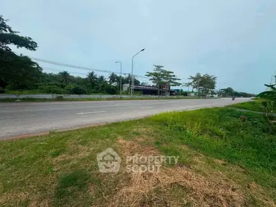 Expansive roadside view with lush greenery, ideal for commercial real estate development.