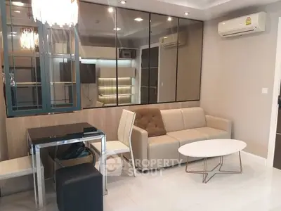 Modern living room with sleek furniture and stylish lighting