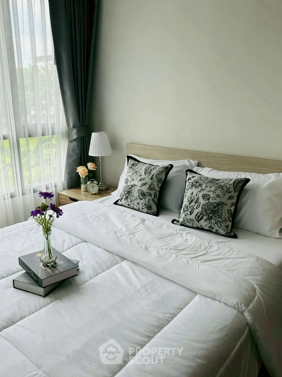 Cozy bedroom with elegant decor and natural light