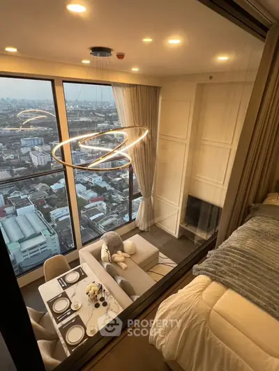 Luxurious high-rise apartment with stunning city view and modern interior design