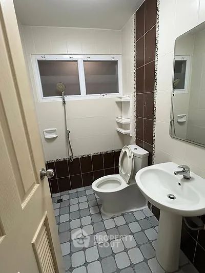 Modern bathroom with sleek fixtures and contemporary design