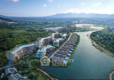 Luxurious riverside resort with modern architecture and stunning natural surroundings