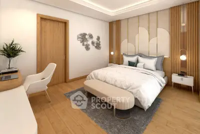 Luxurious modern bedroom with elegant decor and cozy ambiance