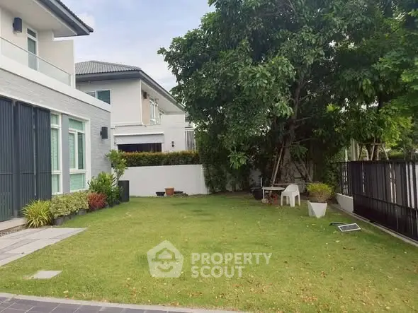 Spacious garden area with lush greenery in modern residential property