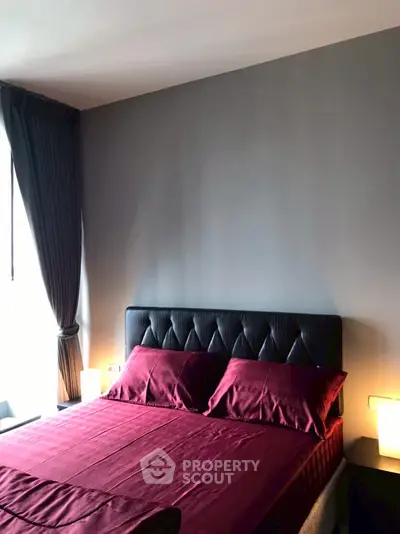 Modern bedroom with elegant decor and natural light