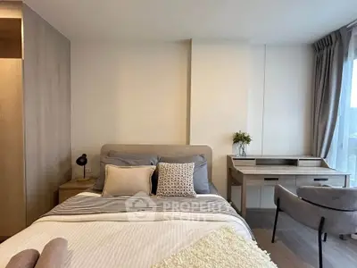 Cozy bedroom with modern decor and natural light