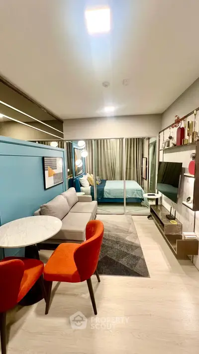 Modern studio apartment with stylish decor and open layout