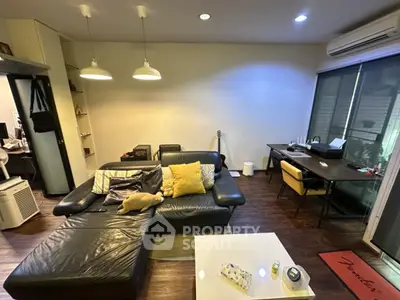 Modern living room with stylish furniture and cozy ambiance