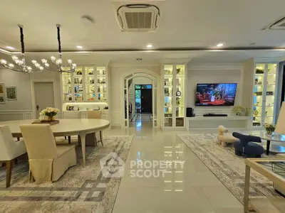 Luxurious living room with elegant dining area and modern decor