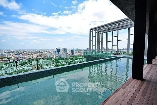 Stunning rooftop pool with panoramic city views and modern design.