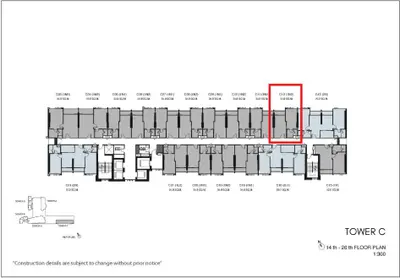 Detailed floor plan of Tower C with multiple units and layout specifications.