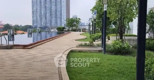Luxurious rooftop garden with infinity pool and city skyline view