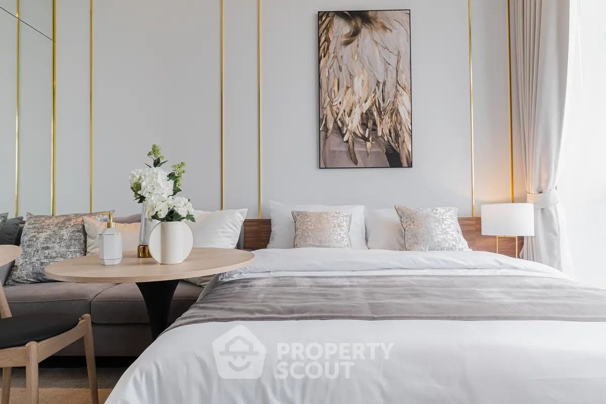 Luxurious bedroom with elegant decor and cozy ambiance