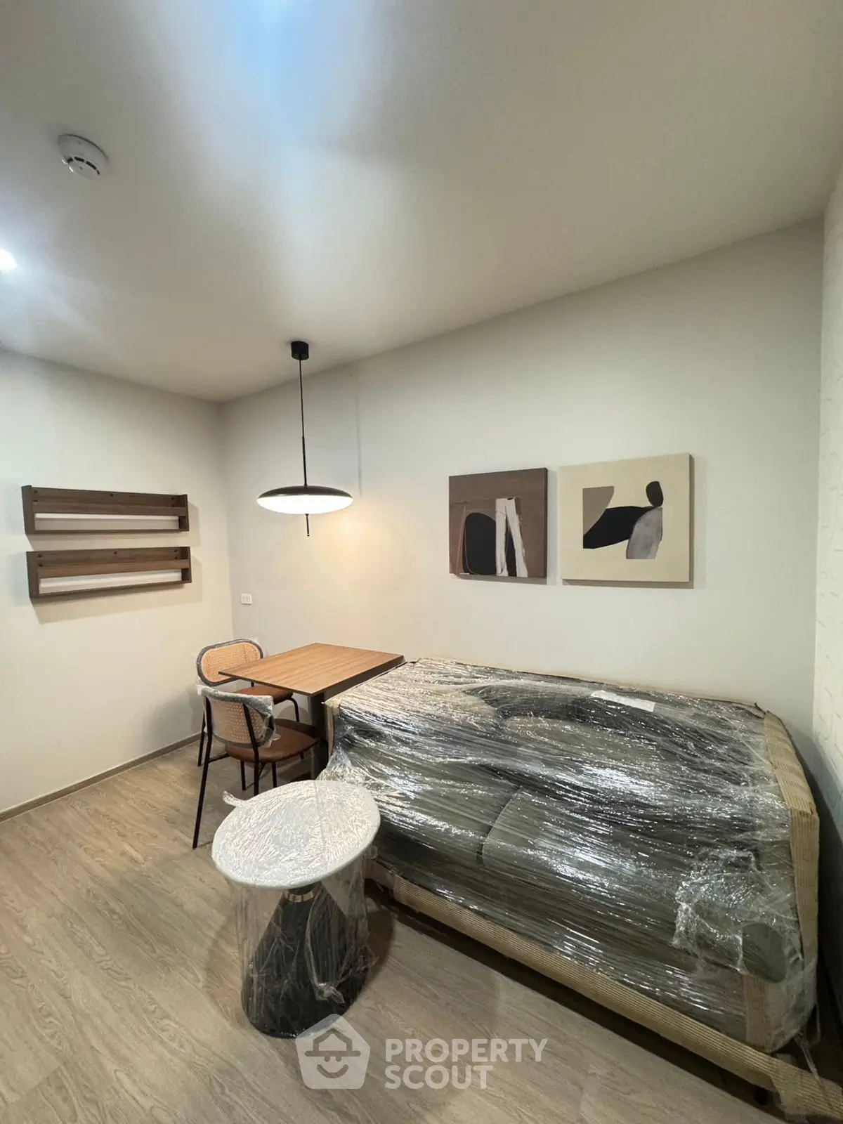 Modern living room with stylish furniture and contemporary art decor