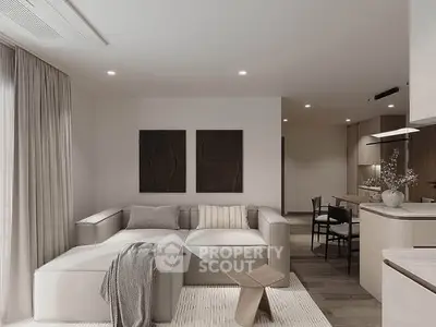 Modern living room with stylish decor and open layout in a contemporary apartment.