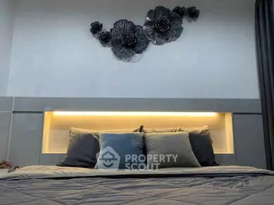 Luxurious bedroom with elegant decor and ambient lighting