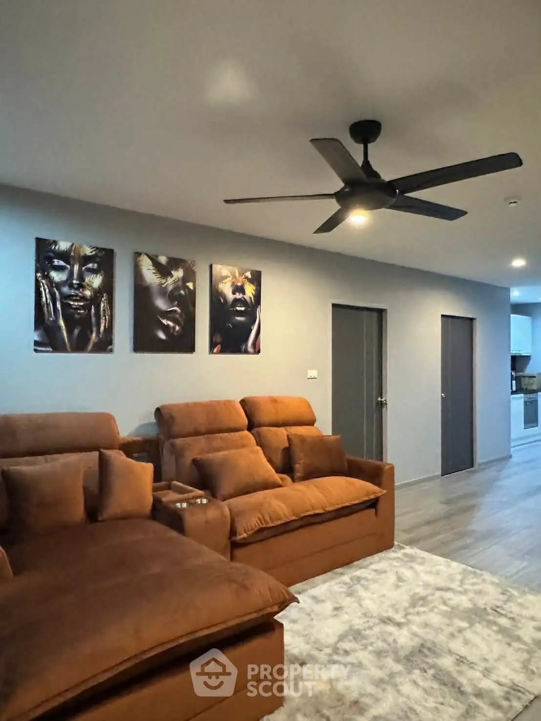 Stylish living room with modern decor and cozy seating area