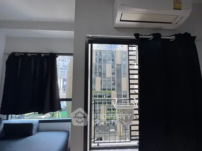 Modern apartment interior with city view and air conditioning