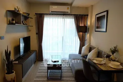 Cozy living room with modern decor and natural light