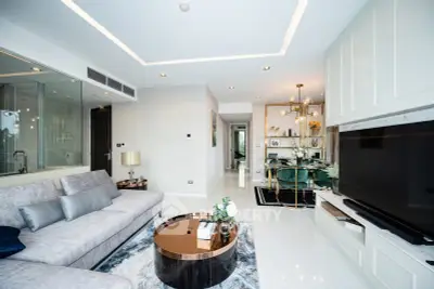 Luxurious modern living room with elegant decor and open layout
