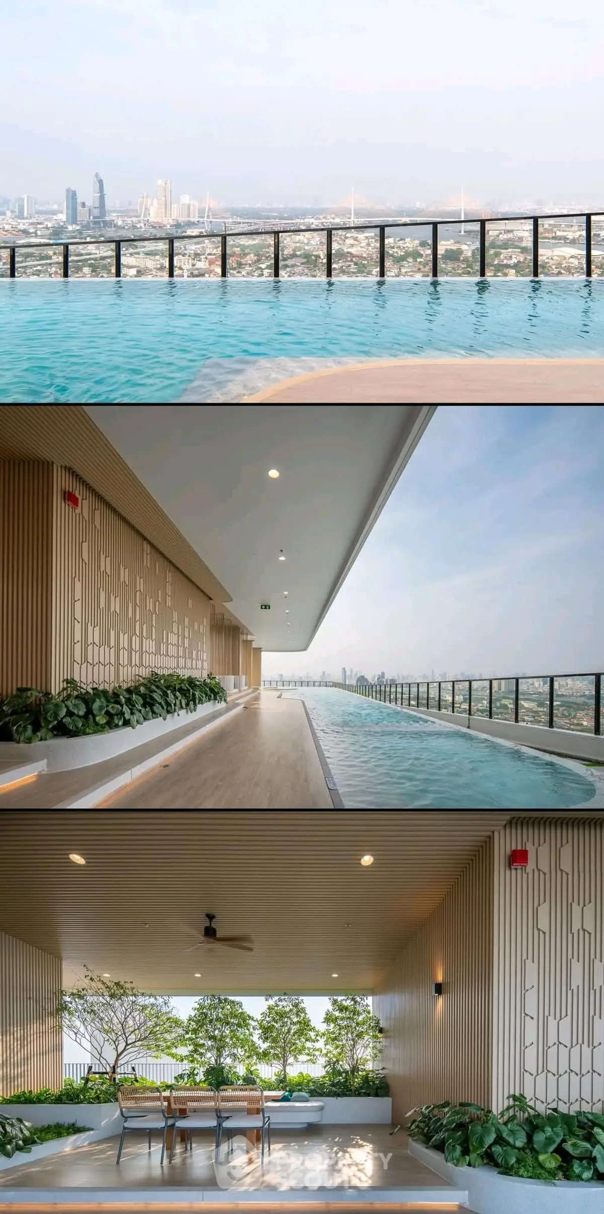Luxurious rooftop pool with stunning city skyline views and modern design.