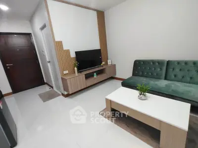 Modern living room with sleek furniture and stylish decor
