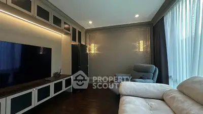Luxurious living room with modern decor and ambient lighting