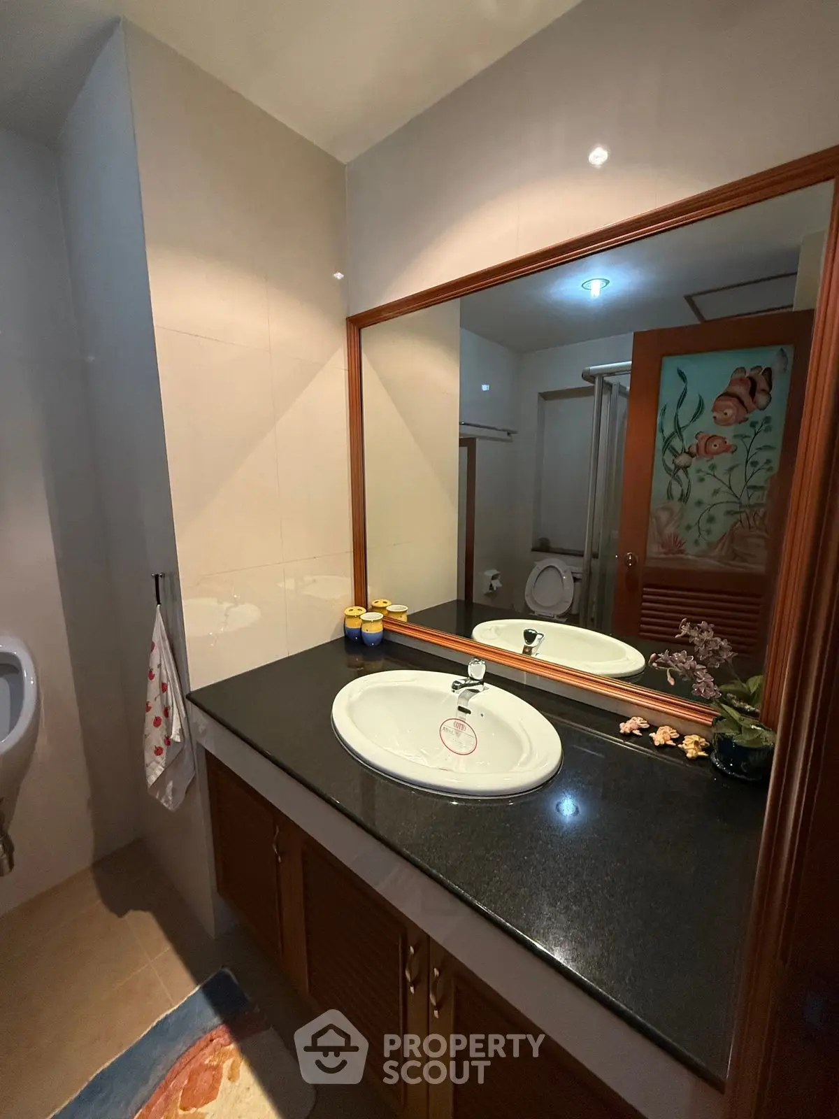 Elegant bathroom with modern sink and stylish decor