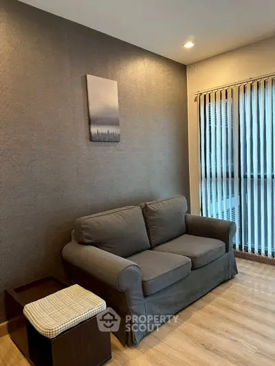 Cozy living room with modern sofa and elegant decor