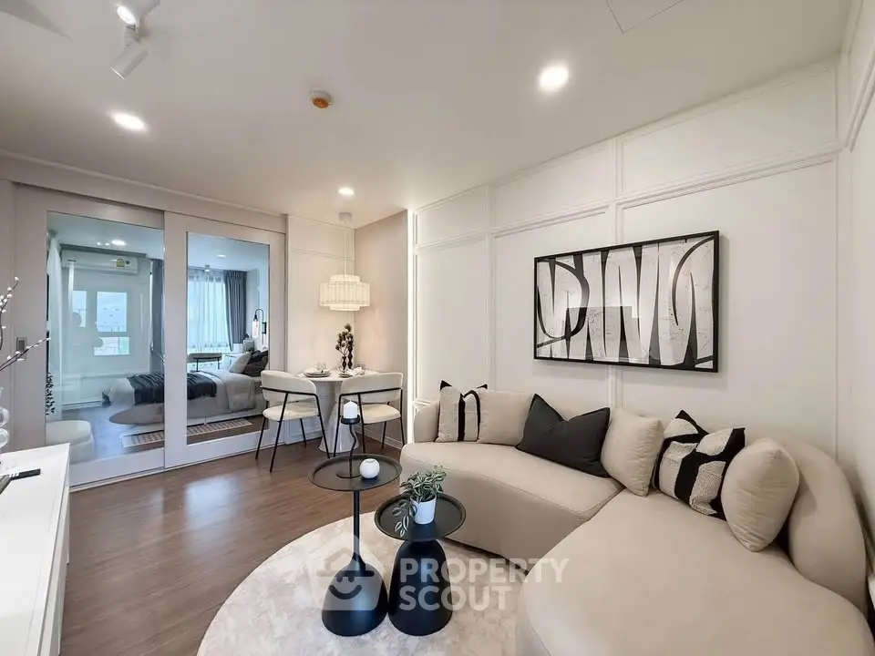 Stylish modern living room with elegant decor and cozy seating area