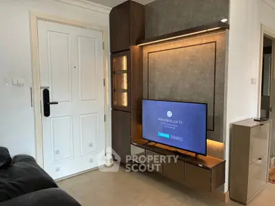 Modern living room with stylish TV unit and elegant decor