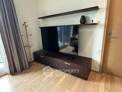 Modern living room with sleek TV stand and stylish decor