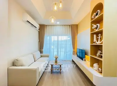 Modern living room with stylish decor and natural light