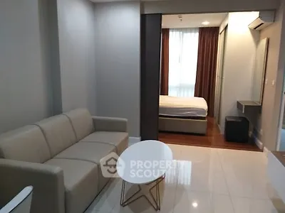 Modern apartment interior with cozy living room and bedroom view